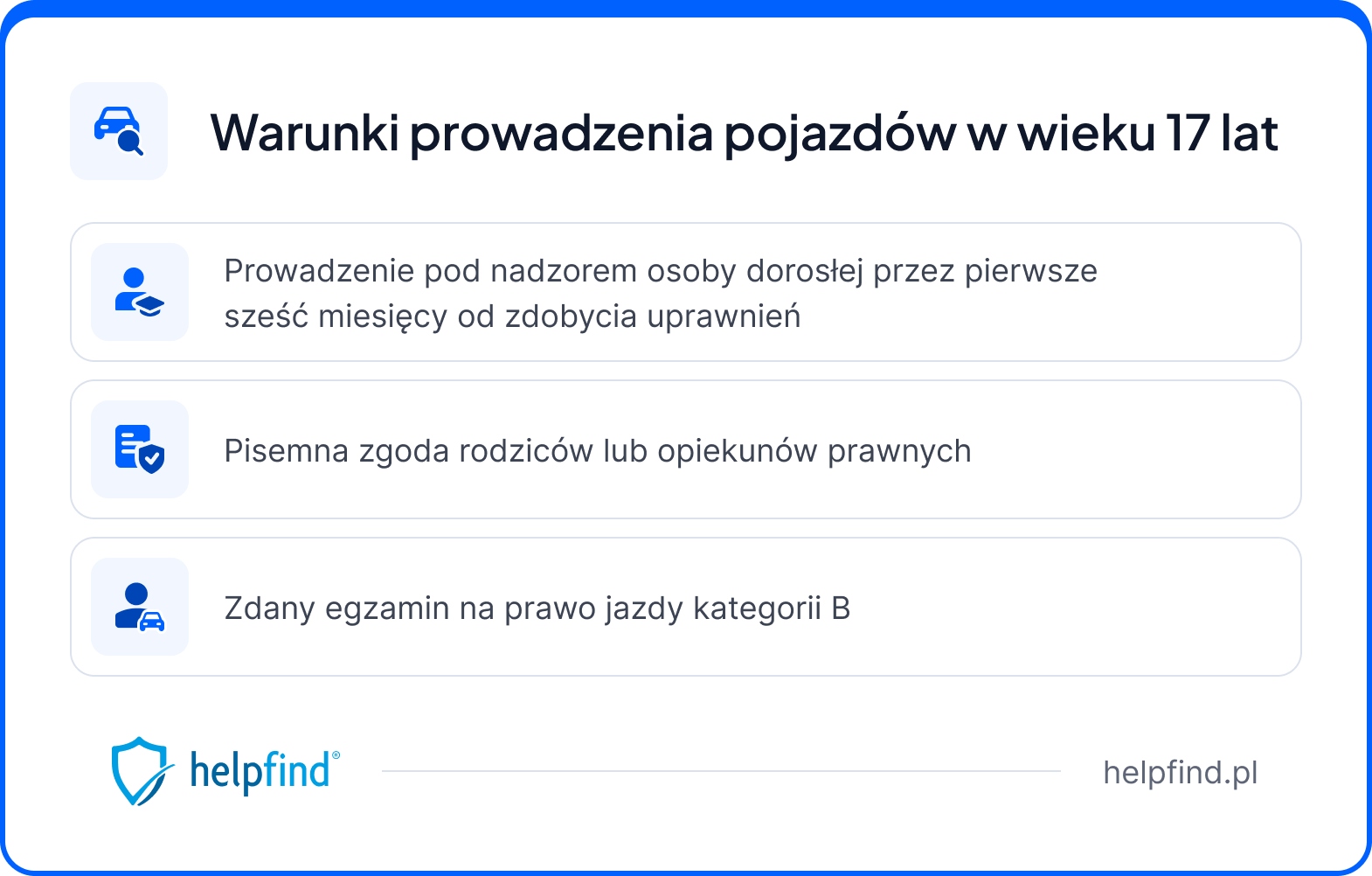 prawo jazdy od 17 lat - warunki prowadzenia pojazdów
