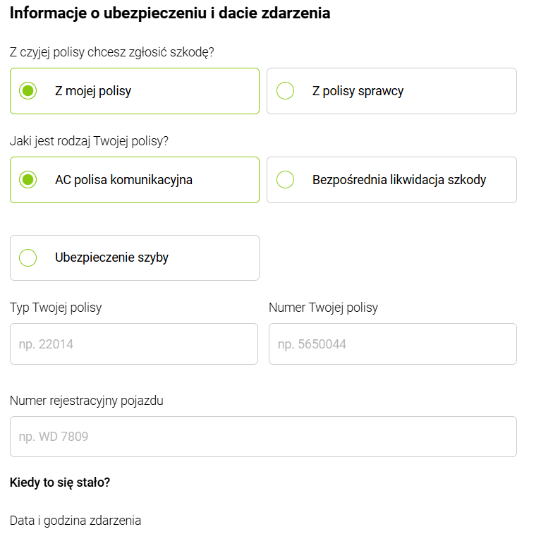 compensa zgłoszenie szkody - formularz